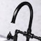 Kingston Brass KS2330CG Industrial Style Bridge Kitchen Faucet with Brass Sprayer, Matte Black KS2330CG - alternate 4